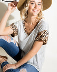 e Luna PLUS Striped Animal Print Mix Top