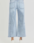 RISEN Full Size High Rise Seamed Detail Wide Leg Crop Jeans