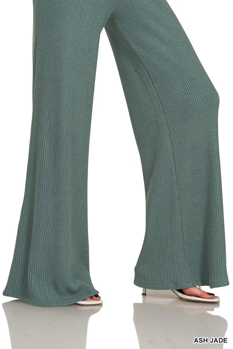 Zenana Mock Neck Top and Pants Sweater Set in Jade