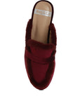 Seyhan Fur Detail Velvet Slip-On Mules