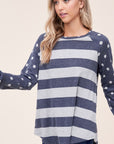 e Luna PLUS Striped Mixed Sweatshirt