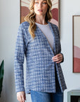 Heimish Full Size Houndstooth Tweed Open Front Blazer