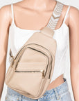 Fame PU Leather Chevron Strap Crossbody Bag