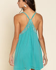 POL Sleeveless Deep V-neck Dress with Lace on Front - Online Only