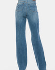 Judy Blue Full Size Tummy Control Cut Raw Hem Straight Jeans