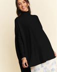 Davi & Dani High-Low Turtleneck Long Sleeve Knit Top