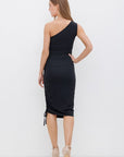 One Shoulder Bodycon Ruched Dress