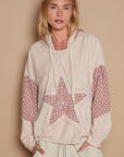 POL Star Patchwork Raw Edge French Terry Hoodie