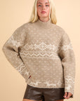 VERY J Christmas Element Mock Neck Long Sleeve Sweater