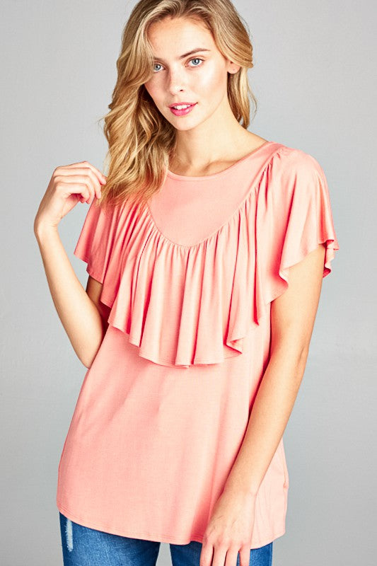 Solid Ruffle Detail Top - Online Only