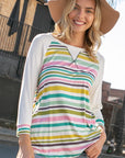 e Luna Multi Stripe Mix Baseball Top