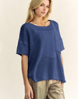 Davi & Dani High-Low Round Neck Knit Top