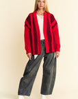 Davi & Dani Cable-Knit Color Block Open Front Cardigan