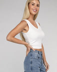 Zenana Ribbed Scoop Neck Cropped Sleeveless Top