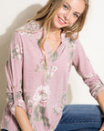 e Luna Floral Split Neck Top