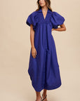 Annie Wear Smocked Puff Sleeve Midi Dress