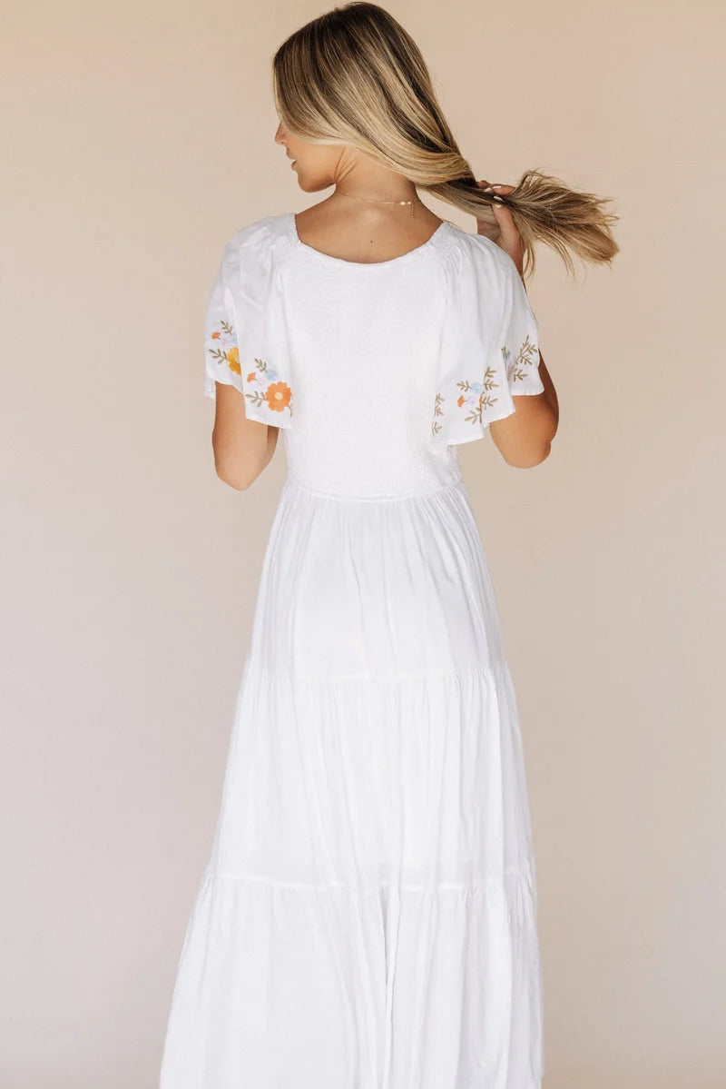 Sicily Embroidered Midi Dress  - Sz Large Only
