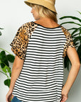 e Luna Striped Animal Flare V-Neck Top