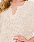 Zenana Short Sleeve Side Slit Sweater