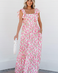 Floral Square Neck Ruffle Strap Maxi Dress