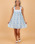 Floral Stripe Patchwork Bow Tie Strap Dress