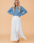 Floral Patchwork High Waist Tiered Maxi Skirt