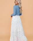 Floral Patchwork High Waist Tiered Maxi Skirt