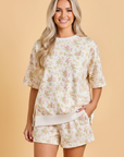 Floral Short Sleeve & Elastic Waist Short Sets