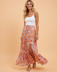 Boho Floral Tiered Maxi Skirt Split