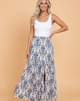 Boho Floral Tiered Maxi Skirt Split