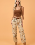 Floral Retro Denim Ankle Barrel Jeans