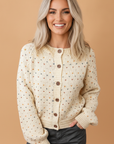 Vintage Dot Button-Front Cardigan