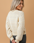 Vintage Dot Button-Front Cardigan