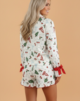 Christmas Bow Tie Ruffle Top & Short Pajama Set