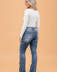 Western Embroidered High Waist Flare Jeans