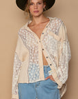 POL Oversize Lace Button-Down Shirt