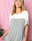 e Luna Solid Striped Baby Doll Top