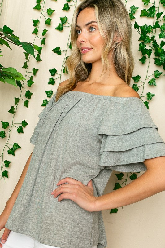 e Luna PLUS Off Shoulder Tiered Ruffle Top