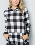 Celeste Full Size Contrast Plaid Long Sleeve Hoodie