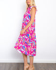 Be Stage Print Ruffled Midi Dress with Pockets