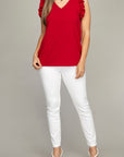 V-Neck Ruffle Sleeve Tee - Online Only