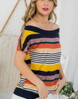 e Luna PLUS Striped Offshoulder Top