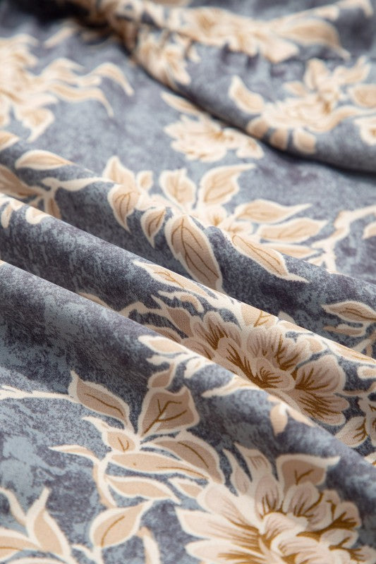 Floral Smocked High Waist Long Sleeve Dress