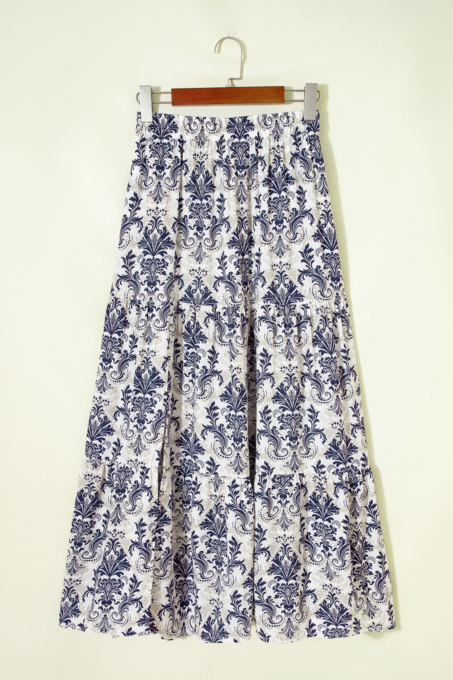Boho Floral Tiered Maxi Skirt Split