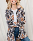 e Luna PLUS Fuzzy Aztec Button Down Shacket