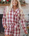 Plaid Shirt and Shorts Lounge Set