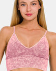 Zenana Washed Ribbed Bra Padded Cami