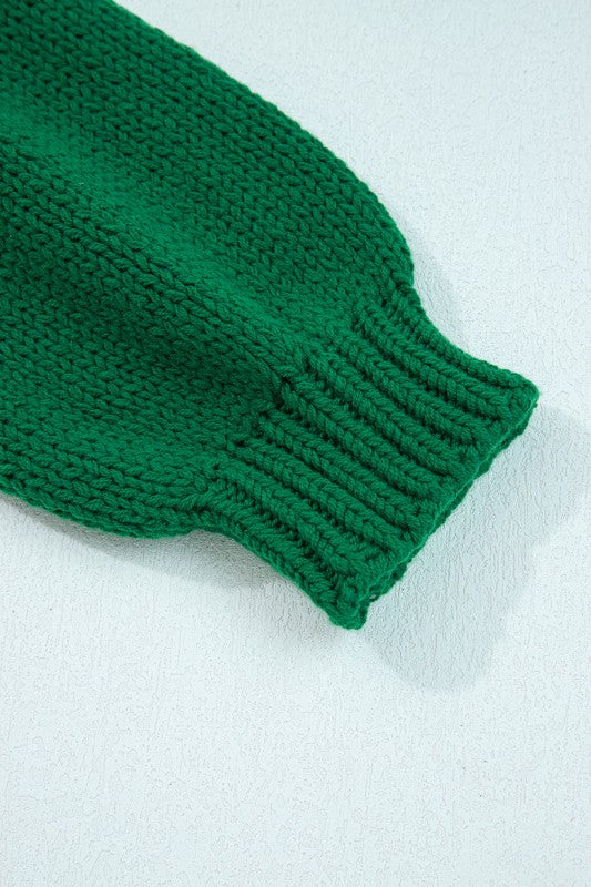 Plaid Bow Drop Shoulder Christmas Sweater