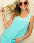 e Luna PLUS Solid Pin Striped Mix Tank Top