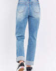 Judy Blue Full Size Distressed Straight Jeans with Patch Pockets